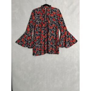Free People Floral Mini Dress - Red and Black